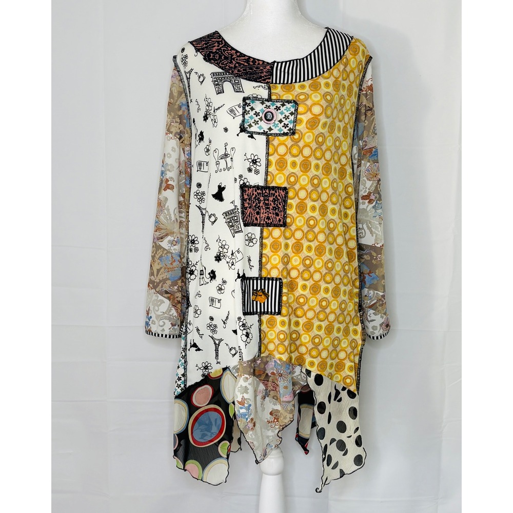 Hand‎ Jive Boho Patchwork Tunic Top Wear Art Small Paris Hippie Whimsical Fairy